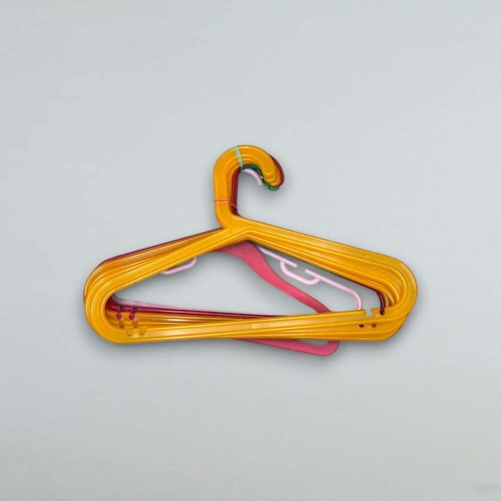 9 Piece Kids Clothes Hanger Lot Colorful Plastic & Velvet Child Size Hangers